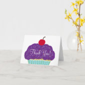 Verjaardag Bedankt Paarse Cupcake Kaart (Gele Bloem)