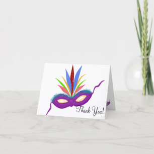 Verjaardag Bedankt Paarse Mardi Gras Masker Kaart