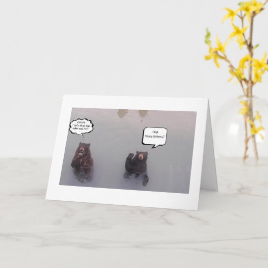 Verjaardag beer Groet Kaart (Gele Bloem)