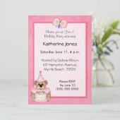 Verjaardag Beer Invitation Kaart (Staand voorkant)