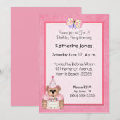 Verjaardag Beer Invitation Kaart (Voorkant / Achterkant)