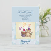 Verjaardag Beer Invitation Kaart (Staand voorkant)