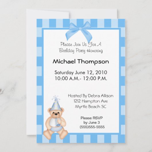 Verjaardag Beer Invitation Kaart (Voorkant)