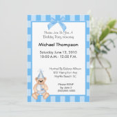 Verjaardag Beer Invitation Kaart (Staand voorkant)