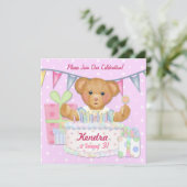 Verjaardag Beer Meisje - Derde Verjaardag Kaart (Staand voorkant)