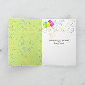 Verjaardag Beer met ballonnen en Confetti Kaart (Binnen)