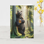 Verjaardag Beer met bier in Bossen Kaart (Gele Bloem)