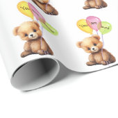 Verjaardag Beer met feestballonnen Cadeaupapier (Rol Hoek)