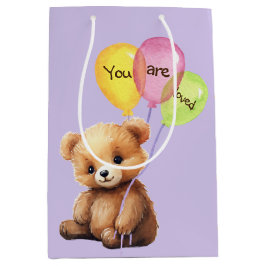 Verjaardag Beer met feestballonnen Medium Cadeauzakje