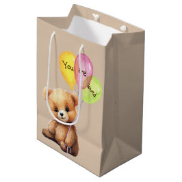 Verjaardag Beer met feestballonnen Medium Cadeauzakje