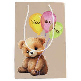 Verjaardag Beer met feestballonnen Medium Cadeauzakje