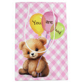 Verjaardag Beer met feestballonnen Medium Cadeauzakje (Voorkant)