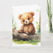 Verjaardag Beer welp op log Kaart (Voorkant)