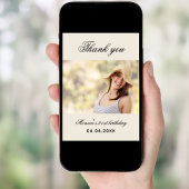 Verjaardag beige foto dank u kaart