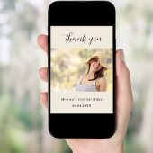 Verjaardag beige foto dank u kaart