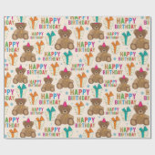Verjaardag Beren Cadeaupapier (Vlak)