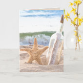 Verjaardag Bericht in een fles met zeester Kaart (Gele Bloem)