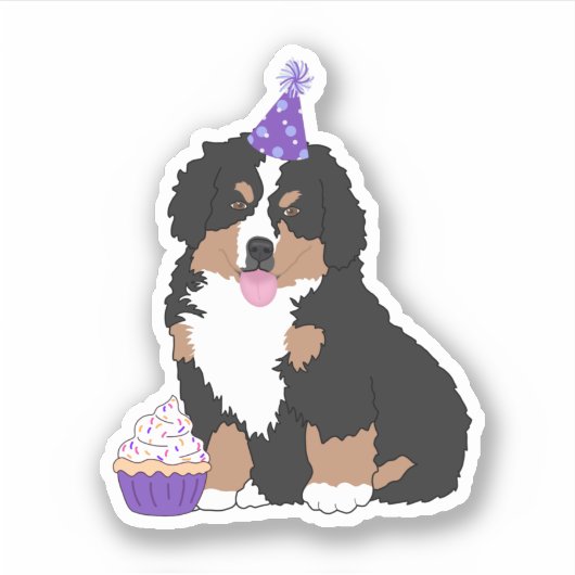 Verjaardag Berner Mountain Dog Puppy Sticker (Voorkant)