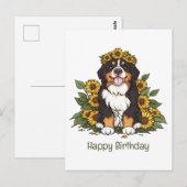 Verjaardag Berner Sennenhond Zonnebloem Kroon Briefkaart (Voorkant / Achterkant)