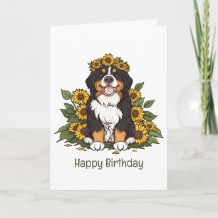 Verjaardag Berner Sennenhond Zonnebloem Kroon Kaart