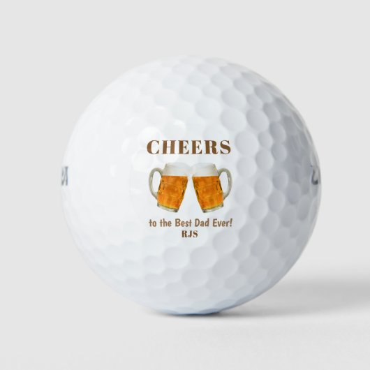 Verjaardag beste vader ooit bier juichen monogram golfballen (Voorkant)