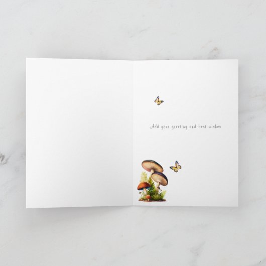 Verjaardag Betoverd Bos Vlinders Paddenstoelen Kaart (Binnen)