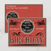 verjaardag Bewaar de datum Aankondigingskaart (Voorkant / Achterkant)