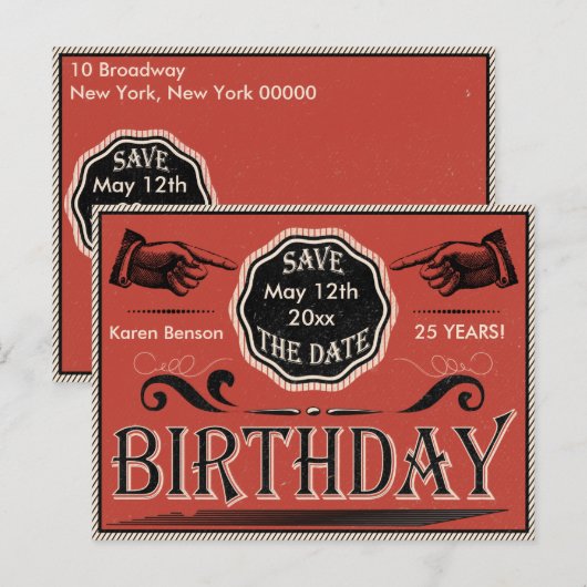  verjaardag Bewaar de datum Aankondigingskaart (Voorkant / Achterkant)