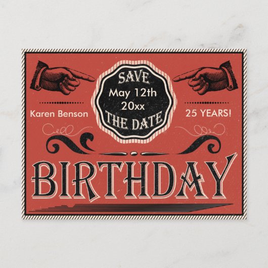 verjaardag Bewaar de datum Aankondigingskaart (Voorkant)