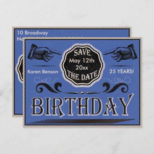 verjaardag Bewaar de datum Aankondigingskaart (Voorkant / Achterkant)