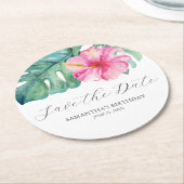 Verjaardag Bewaar de datum Tropische thema Ronde Kartonnen Onderzetter (Gebogen)
