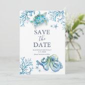 Verjaardag Bewaar de datumkaarten onder het Zee Save The Date (Staand voorkant)