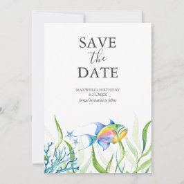 Verjaardag Bewaar de datumkaarten Vis Save The Date