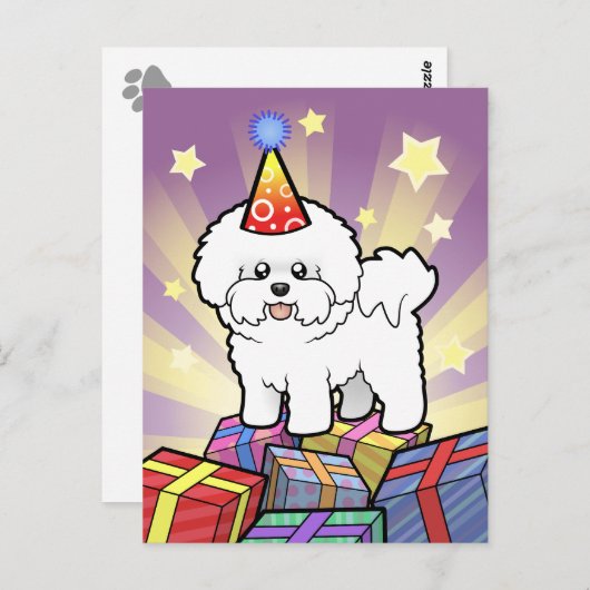 Verjaardag Bichon Frise Briefkaart (Voorkant / Achterkant)