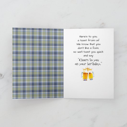 Verjaardag Bier Toast Op Plaid Kaart (Binnen)