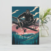 Verjaardag Bigfoot  Airplane Clouds Funny Kaart (Staand voorkant)