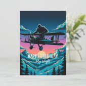 Verjaardag Bigfoot Airplane Clouds Funny Kaart (Staand voorkant)