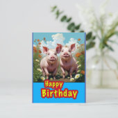 verjaardag biggen briefkaart (Staand voorkant)