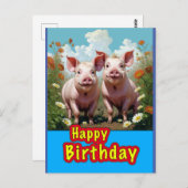 verjaardag biggen briefkaart (Voorkant / Achterkant)