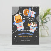 Verjaardag bij ruimtedieren kaart (Staand voorkant)