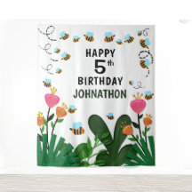 Verjaardag Bijen Bloemen Tuin Achtergrond