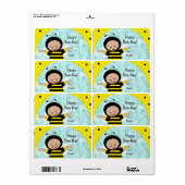 Verjaardag Bijen cadeau labels (Full Sheet)