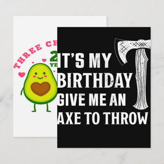 Verjaardag Bijlwerpen Cadeau Kaart (Voorkant / Achterkant)