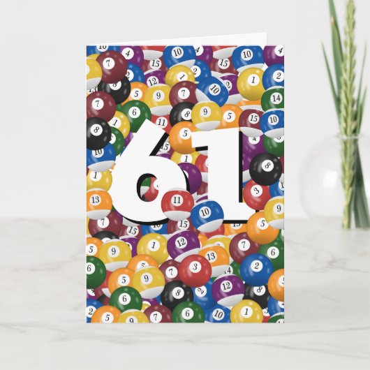 Verjaardag biljartballen voor 61e verjaardag kaart (Voorkant)