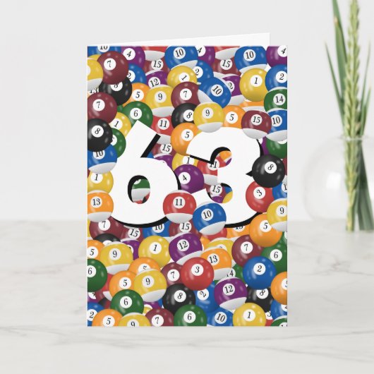 Verjaardag biljartballen voor 63e verjaardag kaart (Voorkant)