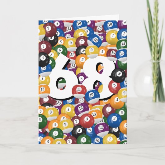 Verjaardag biljartballen voor 68e verjaardag kaart (Voorkant)