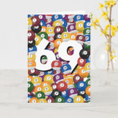 Verjaardag biljartballen voor 69e verjaardag kaart (Gele Bloem)