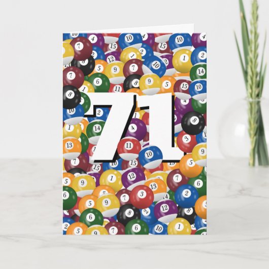 Verjaardag biljartballen voor 71e verjaardag kaart (Voorkant)