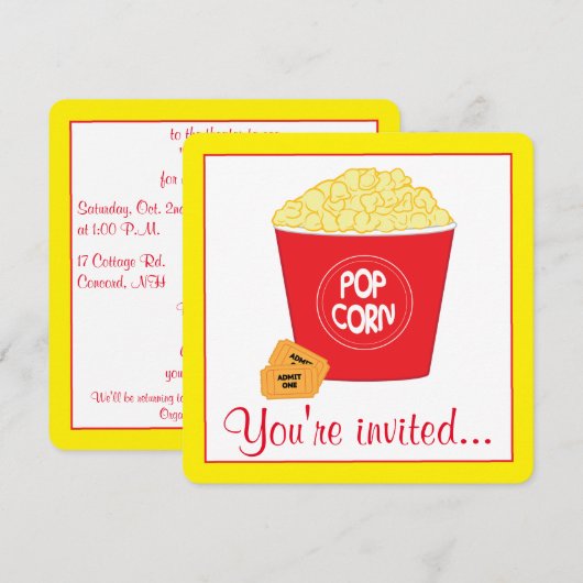 Verjaardag bioscoop kaart (Voorkant / Achterkant)