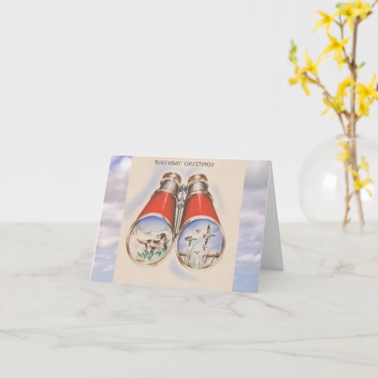  verjaardag | Bird Hunter Dog Binocles Kaart (Gele Bloem)